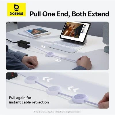 Baseus Free2Pull Mini 1m USB-C to USB-C 60W Charging Cable &ndash; Purple